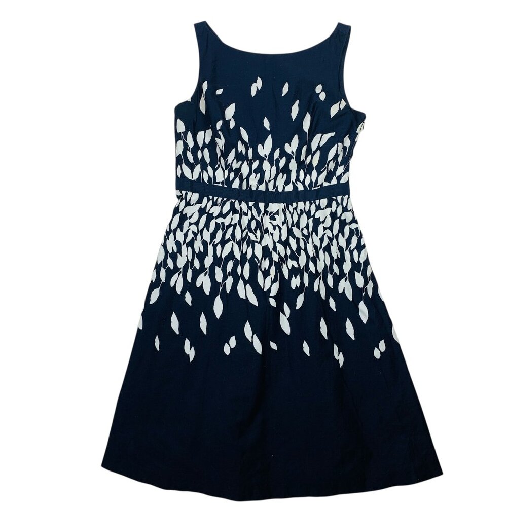 LOFT fit and flare black and white dress size 4